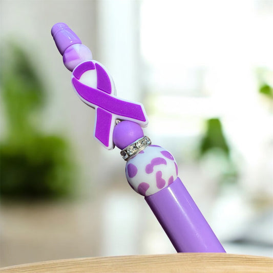 Beaded Purple Awareness Pen