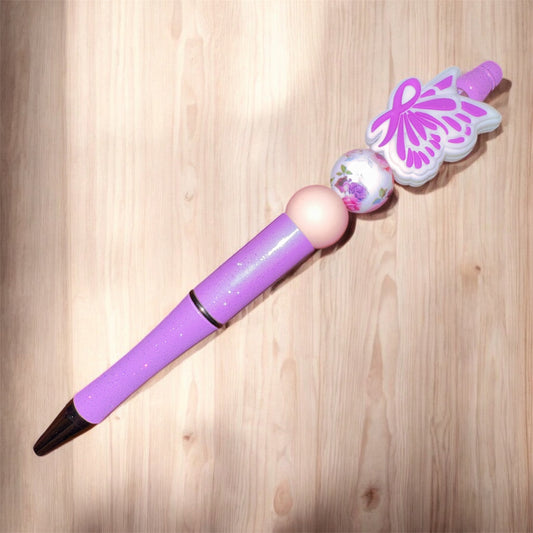 Beaded Butterfly Ribbon Awareness Pen
