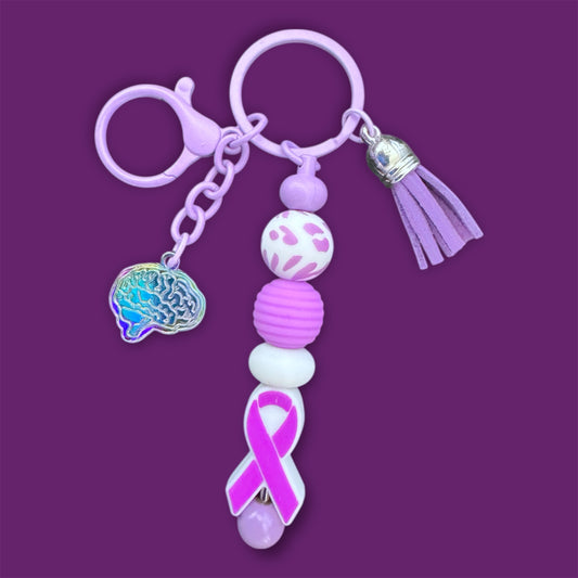 Beaded Purple Awareness Keychain