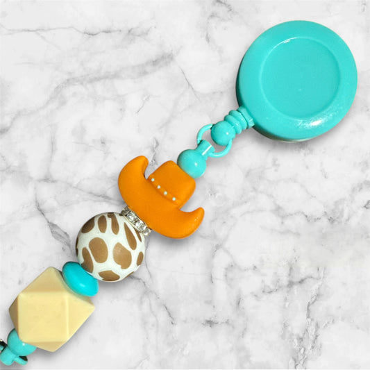 Cowboy Hat Beaded Badge Reel