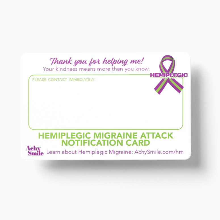 Hemiplegic Migraine Medical Alert Card