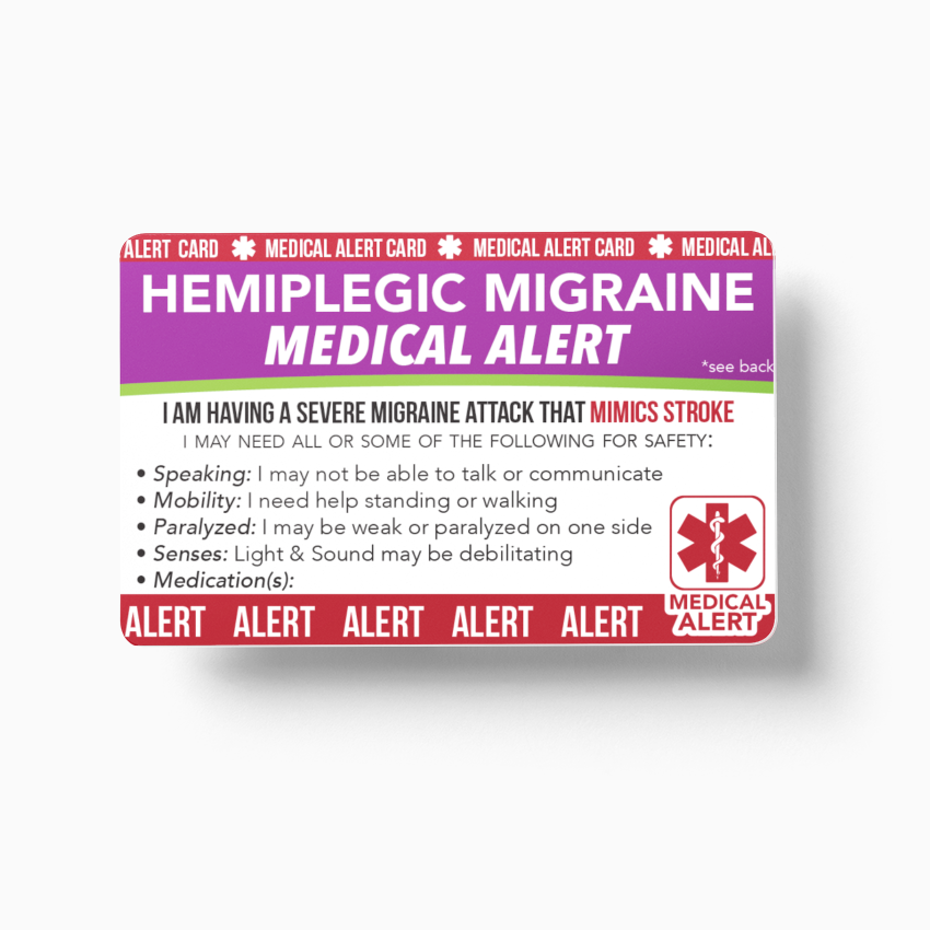 Hemiplegic Migraine Medical Alert Card