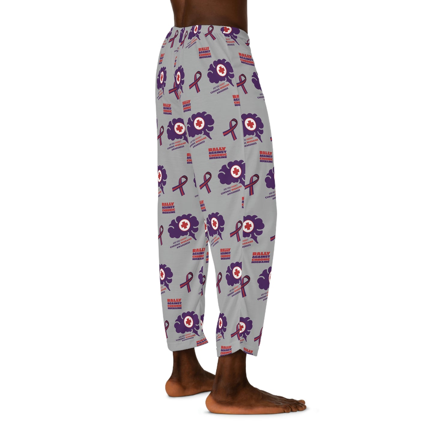 Chronic Migraine Awareness Men's Pajama Pants (Light Grey)