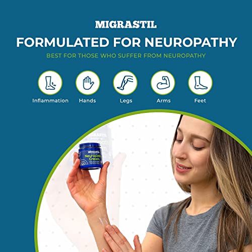 Migrastil Extra Strength Neuropathy Nerve Cream (4 oz.) - Gentle, Non-Burning Support for Feet, Hands, Legs, etc. Long-Lasting Non-Greasy Plant-Based Formula - No Strong Odor. Made in the USA.