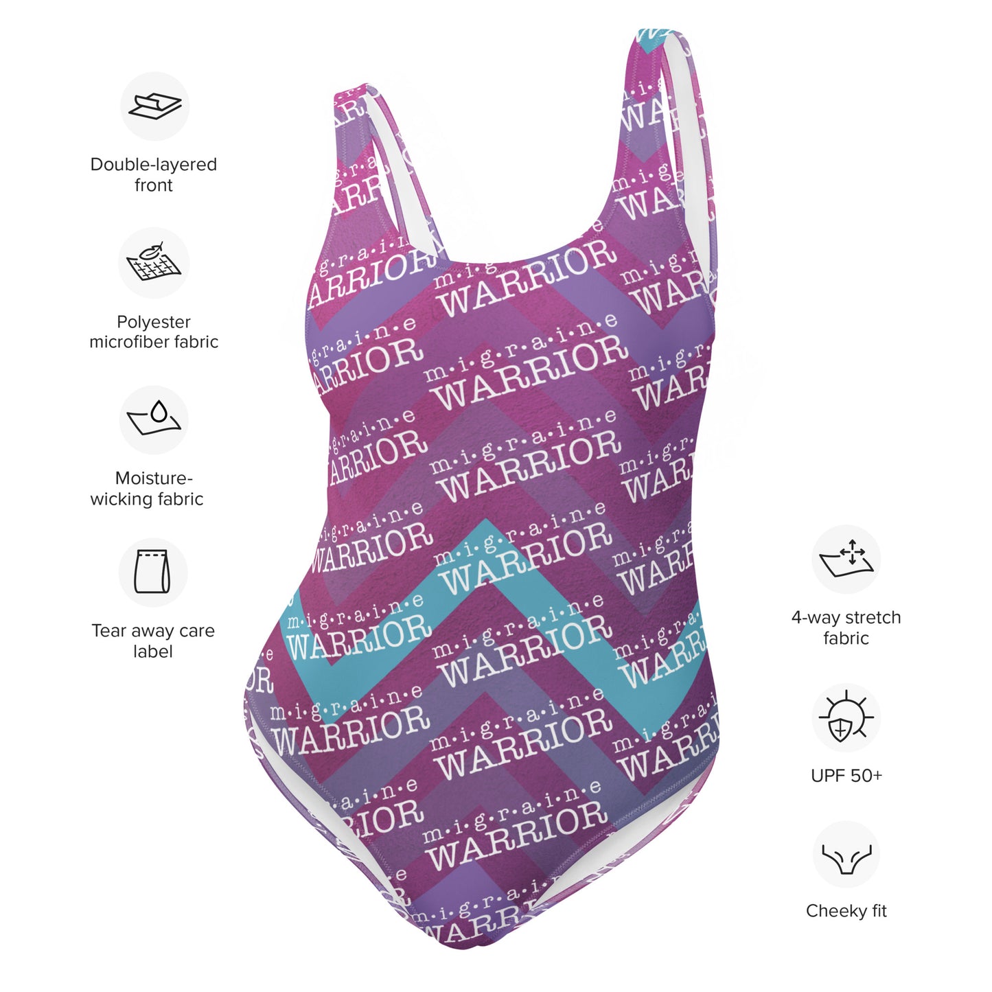 Migraine Warrior Zig Zag One-Piece Swimsuit
