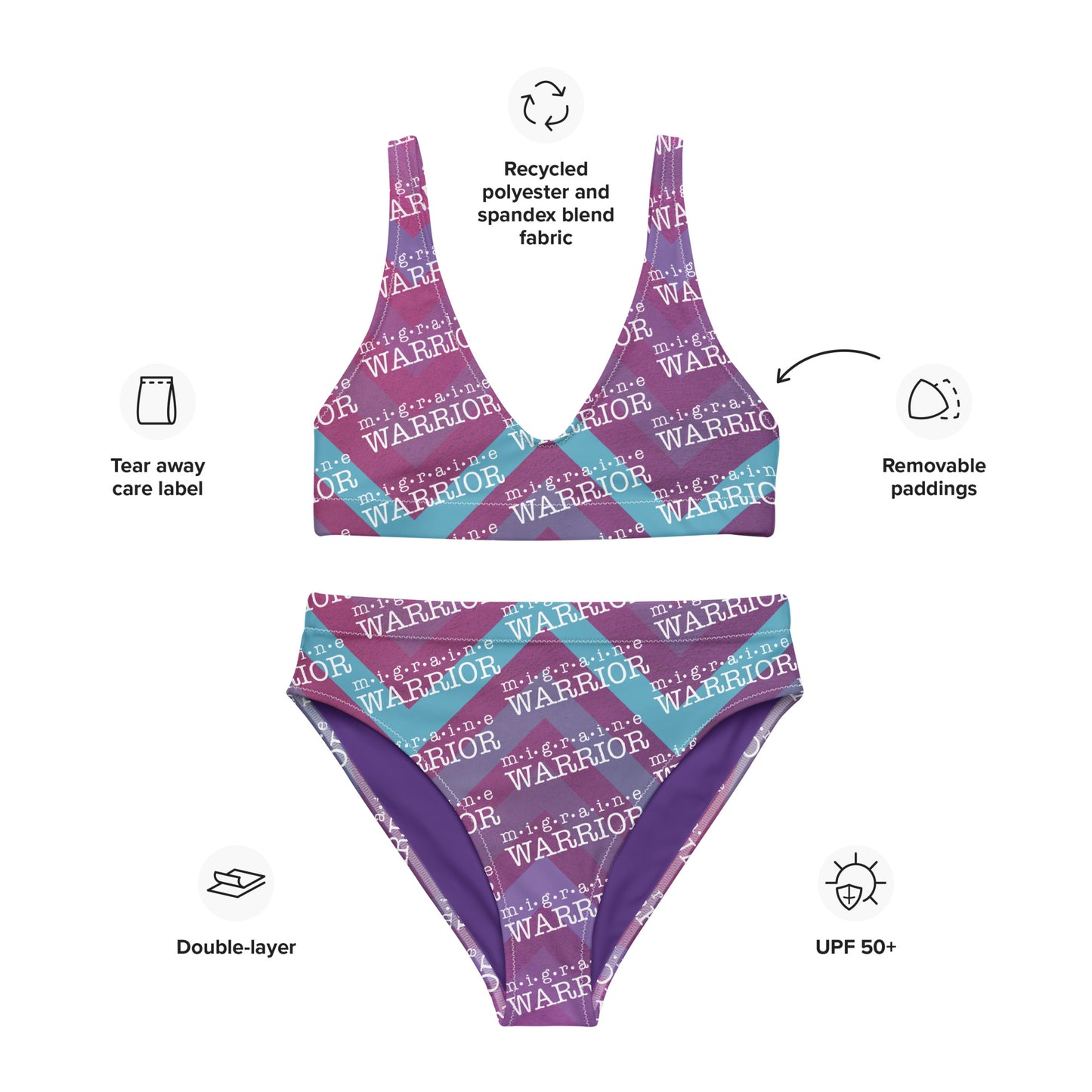 Migraine Warrior Zig Zag Recycled High-Waisted Bikini
