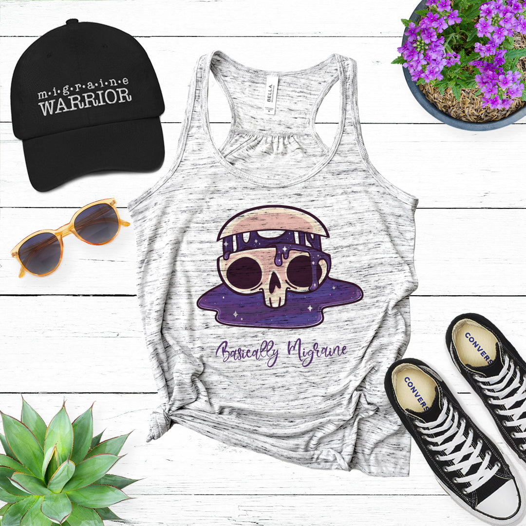 Basically Migraine Cartoon Skull Racerback Tank - Achy Smile Shop