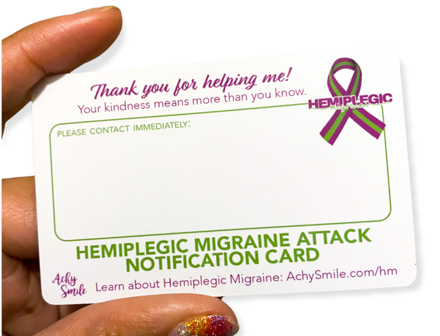 Hemiplegic Migraine Medical Alert Card