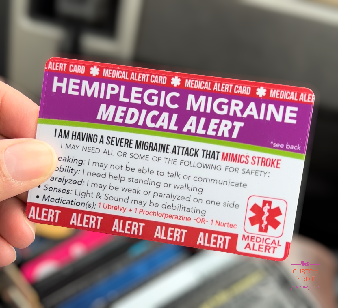 Hemiplegic Migraine Medical Alert Card