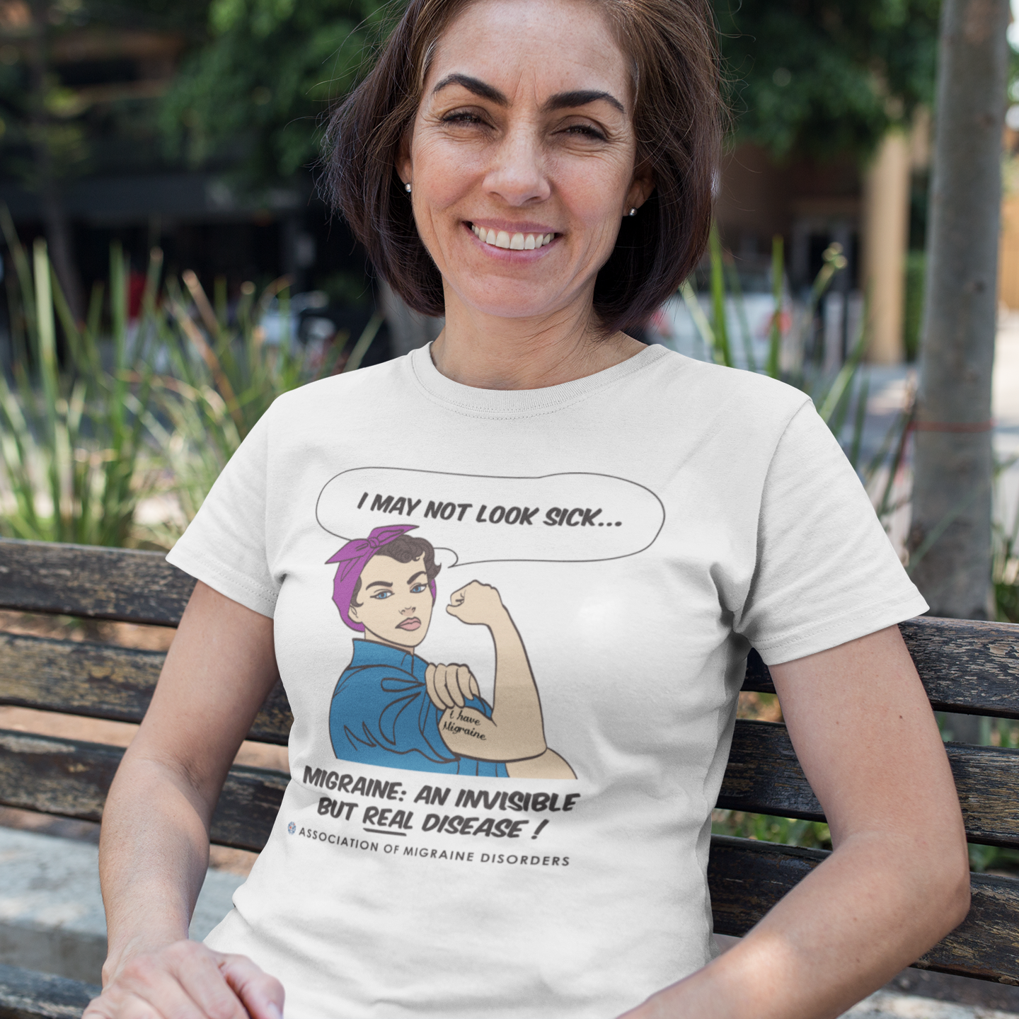 Rosie the Riveter Migraine Women's Fitted Tee - Achy Smile Shop