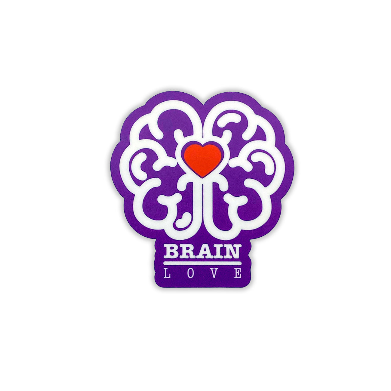 Purple Brain Love Red Heart 3" Vinyl Sticker - Achy Smile Shop