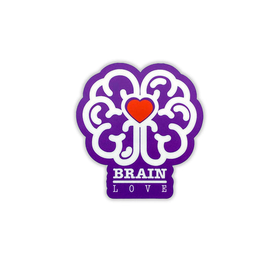 Purple Brain Love Red Heart 3" Vinyl Sticker - Achy Smile Shop