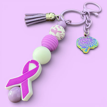 Beaded Purple Awareness Keychain