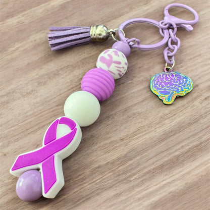 Beaded Purple Awareness Keychain