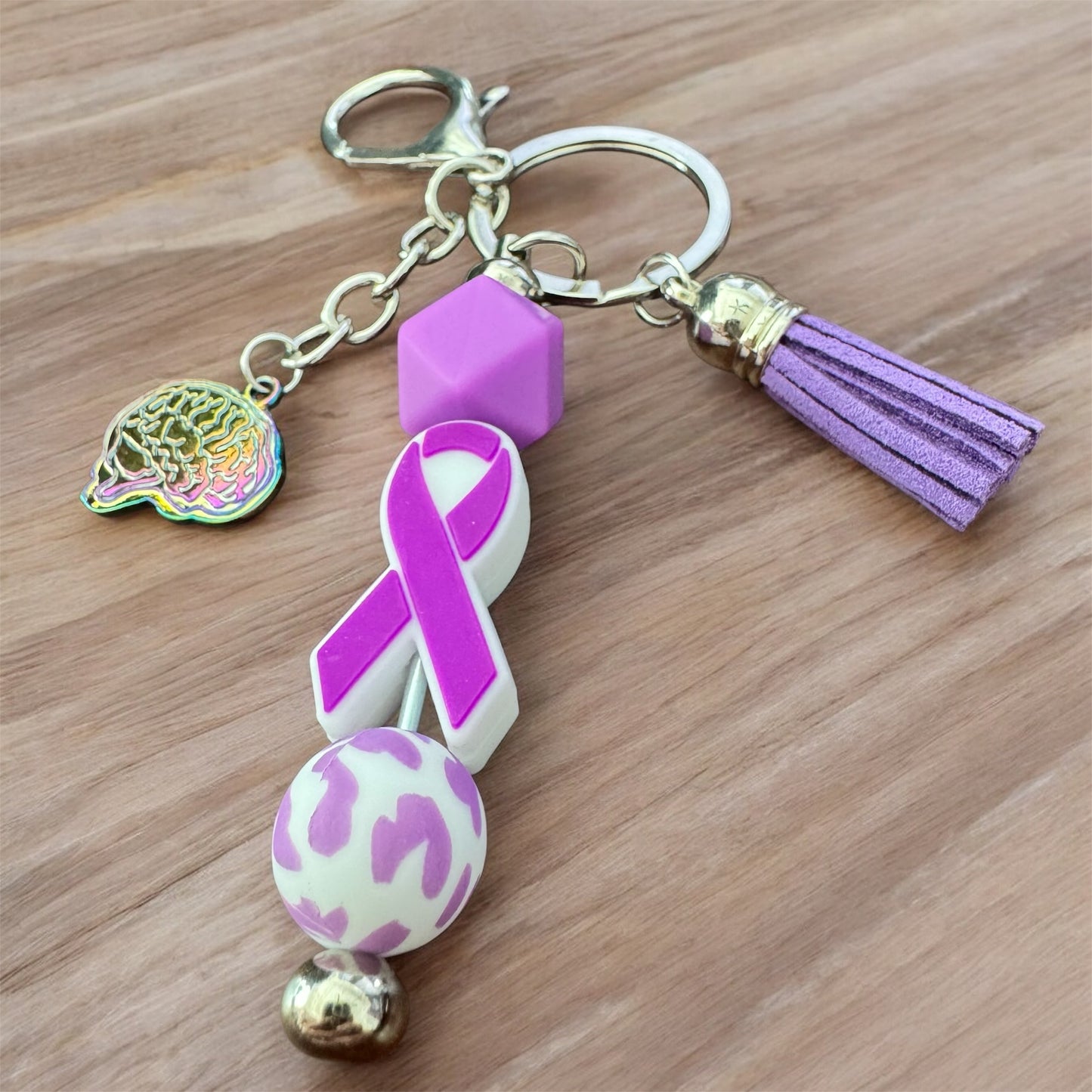 Beaded Purple Awareness Keychain