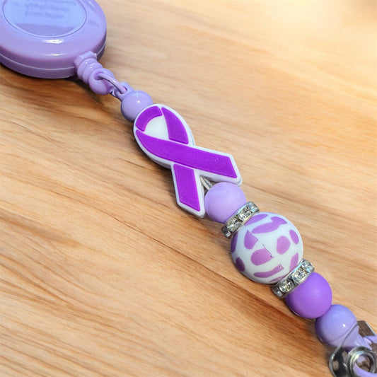 Beaded Purple Awareness Badge Reel