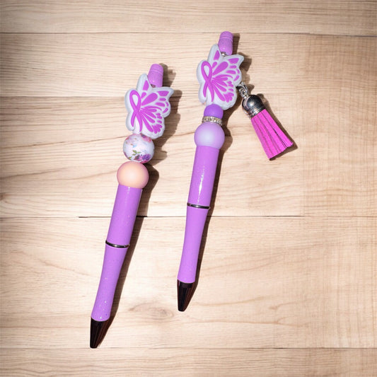 Beaded Butterfly Ribbon Awareness Pen