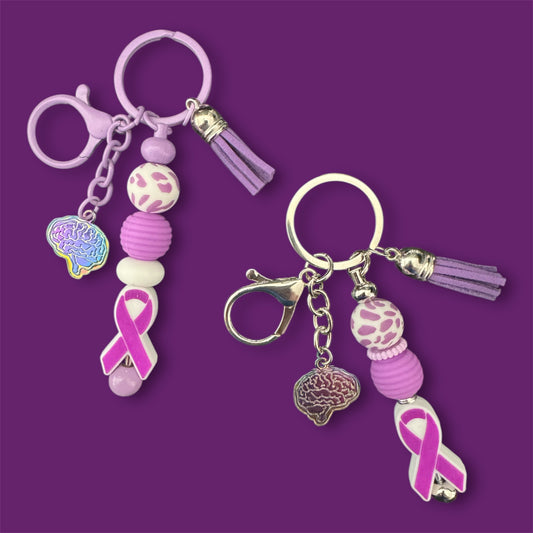 Beaded Purple Awareness Keychain