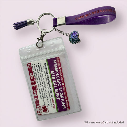 Migraine Alert Card Hand Lanyard Keychain. Hemiplegic Migraine Alert card pictured in photo, but not included in purchase.
