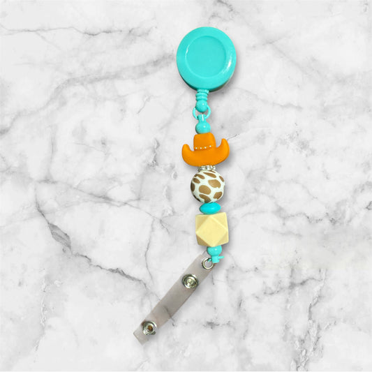 Cowboy Hat Beaded Badge Reel