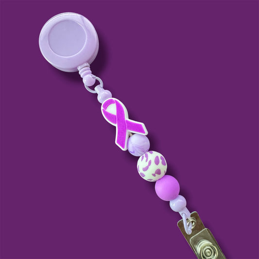 Beaded Purple Awareness Badge Reel