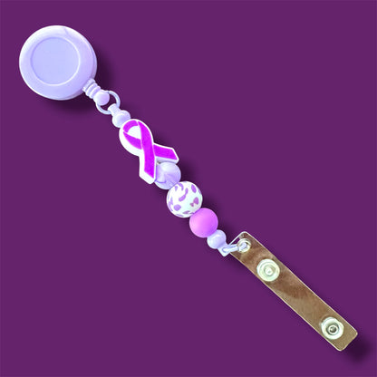 Beaded Purple Awareness Badge Reel