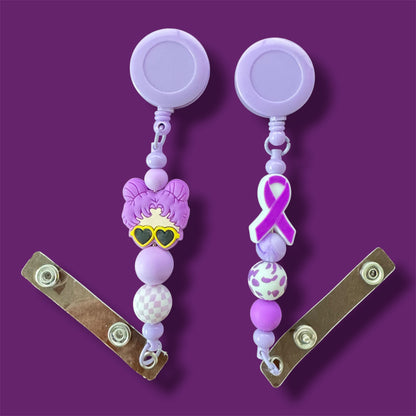Beaded Purple Awareness Badge Reel