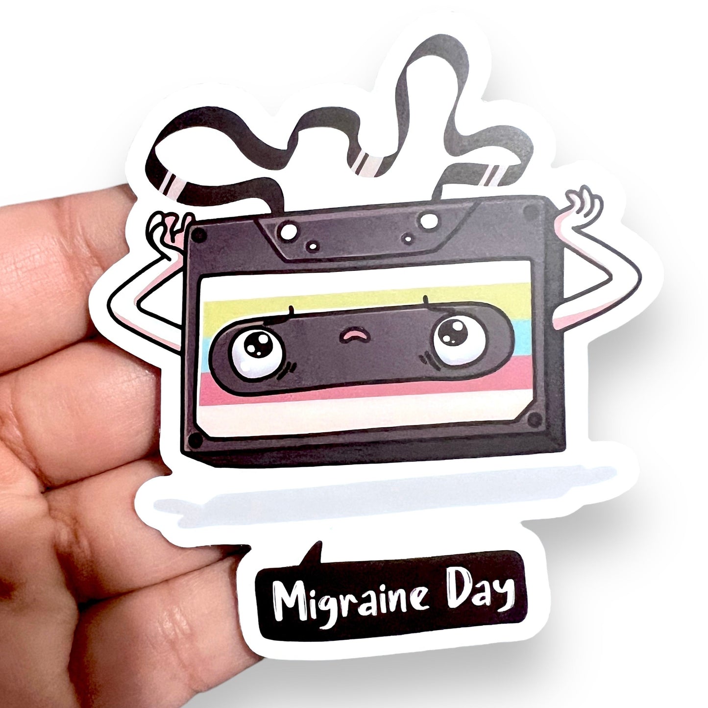 Migraine Day Cassette Tape 3" Vinyl Sticker