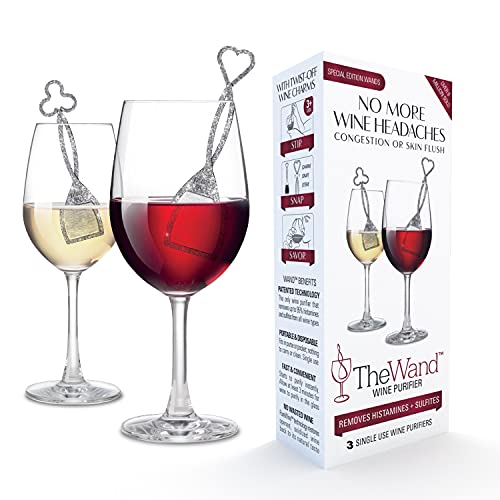 PureWine Wand Technology Histamine and Sulfite Filter, Purifier Alleviates Wine Allergies, Stir Stick Aerates Wine - Pack of 3