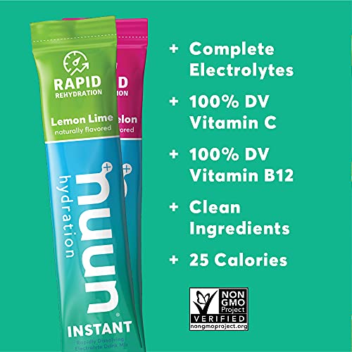 Nuun Electrolyte Powder Packets for Rapid Hydration Instant (Lemon-Lime & Watermelon, 16 Servings)
