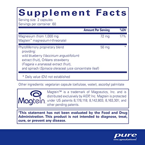 Pure Encapsulations CogniMag | Magnesium-L-Threonate and Polyphenol Supplement to Support Learning and Memory* | 120 Capsules