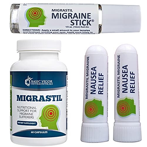 Basic Vigor Migrastil Migraine Kit, with Migraine Stick®, Capsules & Nausea Inhaler