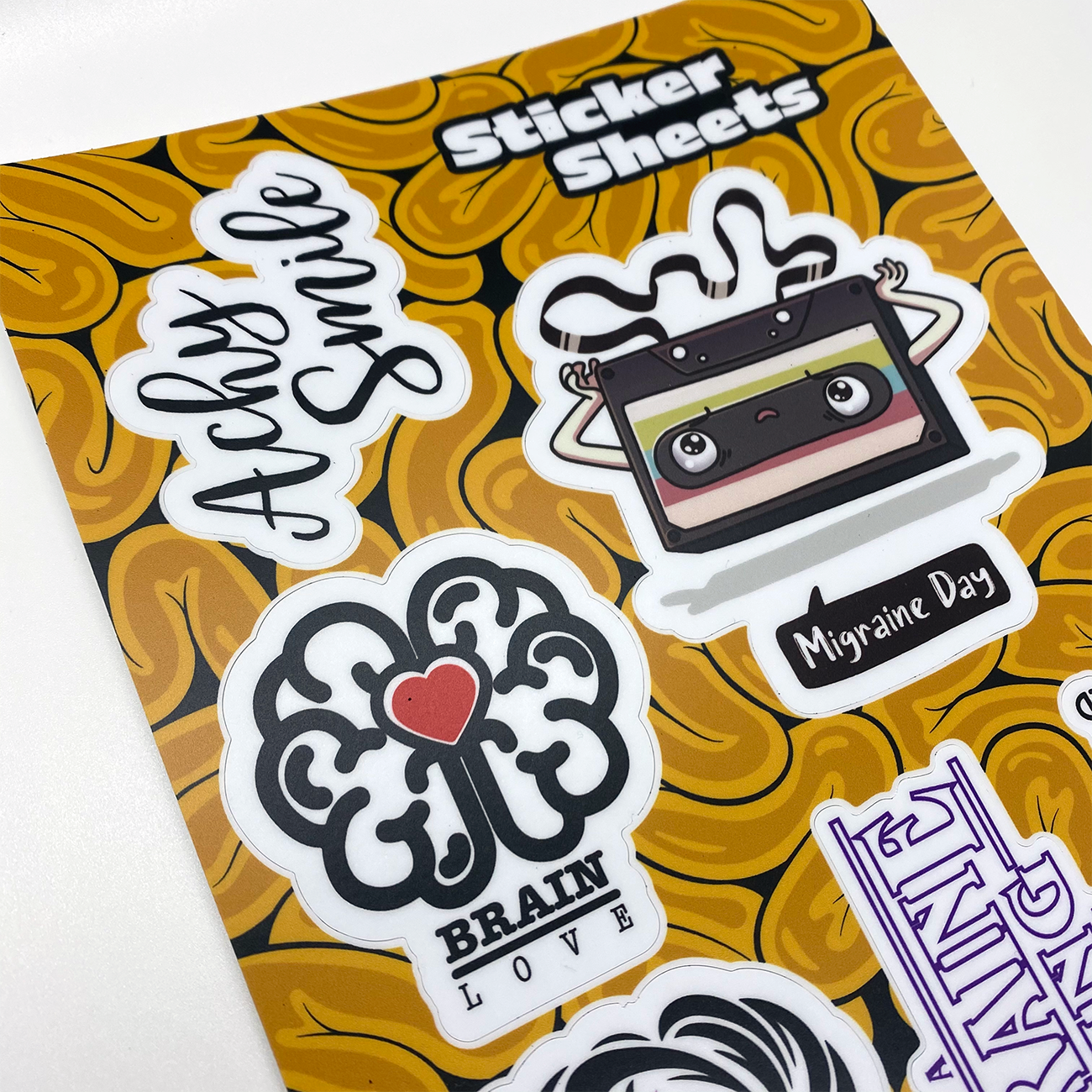 Achy Smile Sticker Sheet - XL 5.5x8.5 - Achy Smile Shop