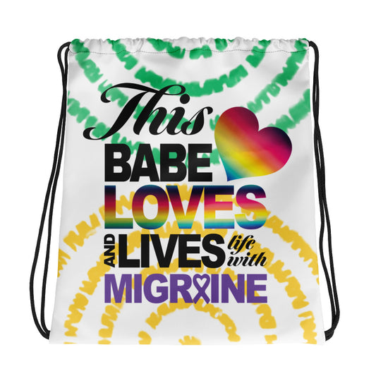 This Babe Loves & Lives Life Drawstring bag - Achy Smile Shop