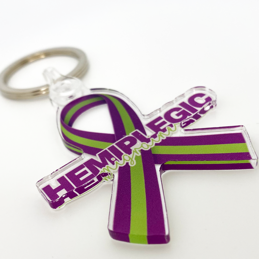 Hemiplegic Migraine Ribbon Acrylic Keychain - Achy Smile Shop