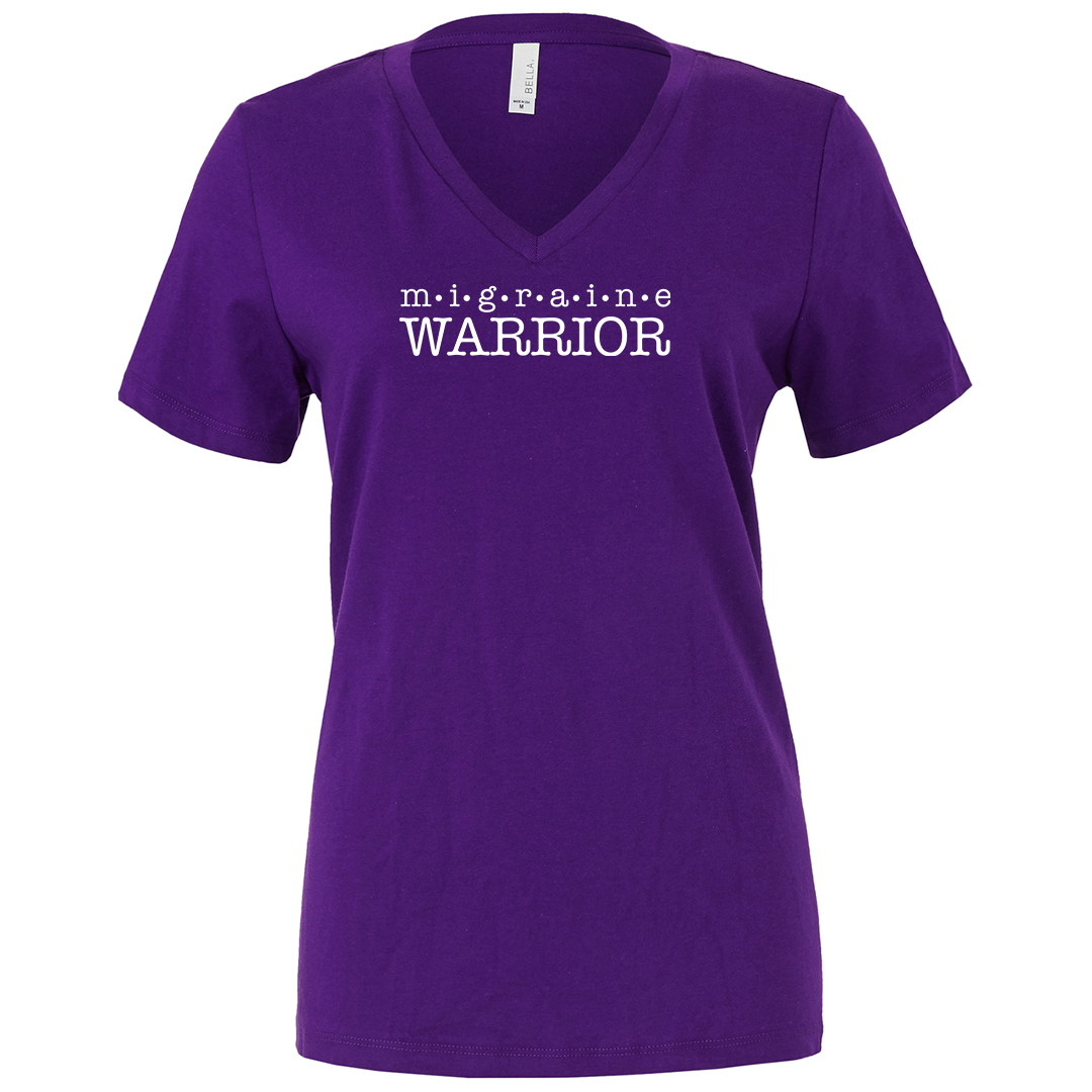 Migraine Warrior Ladies Relaxed V-Neck Tee - Achy Smile Shop