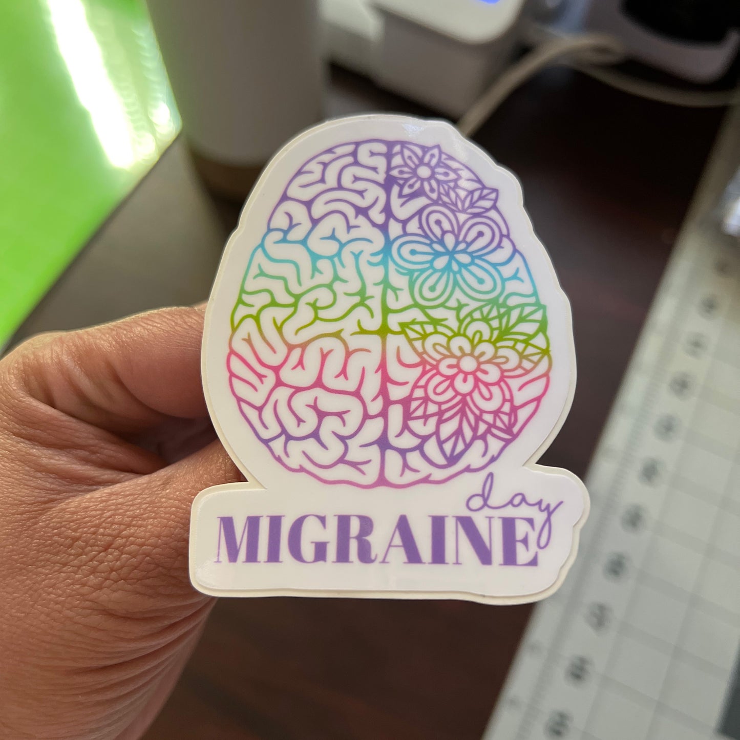 Migraine Day Pretty Brain 3" Vinyl Sticker