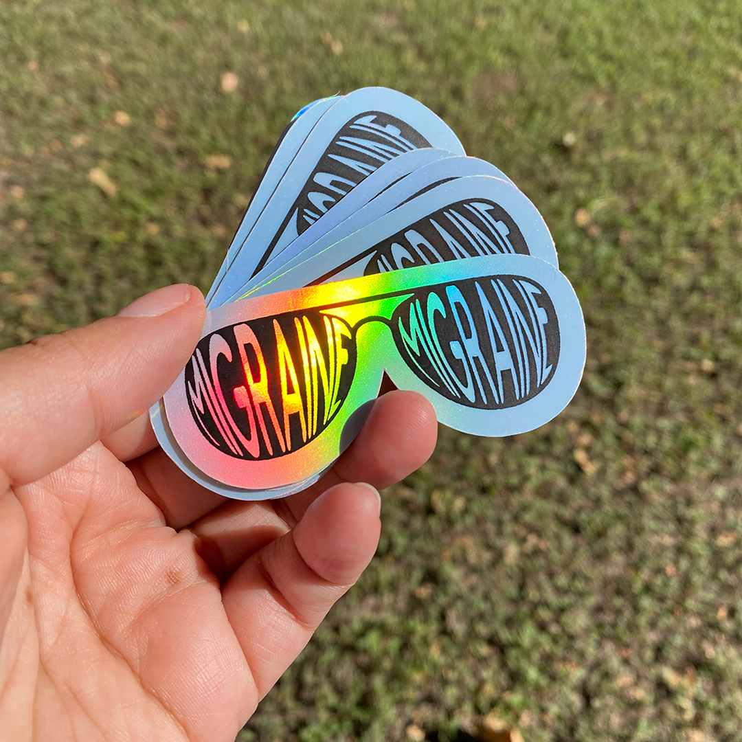 Sunglasses 3" Holographic Vinyl Sticker - Achy Smile Shop