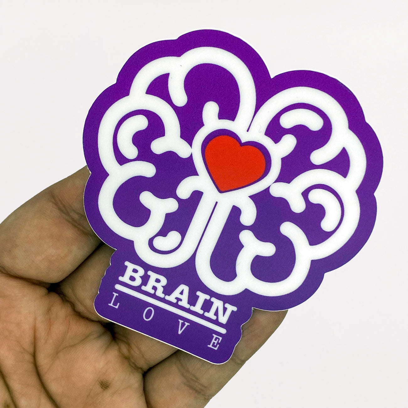 Purple Brain Love Red Heart 3" Vinyl Sticker - Achy Smile Shop